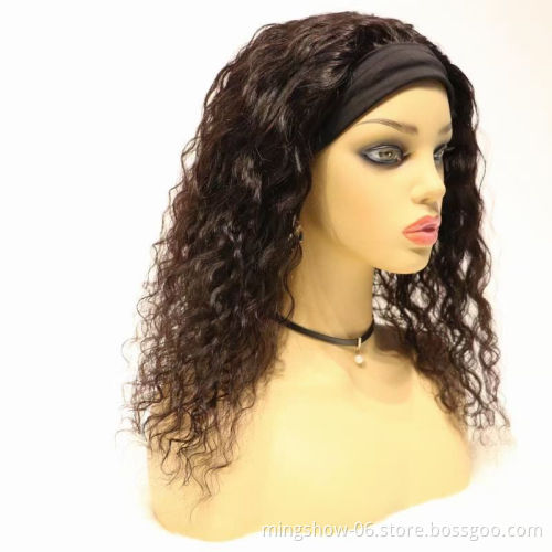 Wholesale 100% Brazilian human hair straight long headband wigs